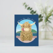 Schottland-Kuh mit Salty-Haar im Ozean Postkarte (Stehend Vorderseite)