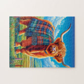 Schottland-Kuh, Tartan Rug Puzzle (Horizontal)