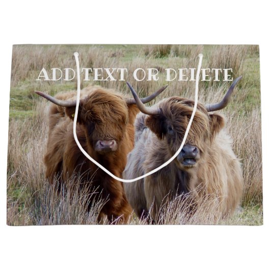 Schottland-Kühe Große Geschenktüte (Vorderseite)