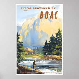 Schottland Kunst BOAC Reiseplakat Schottischer Dru Poster