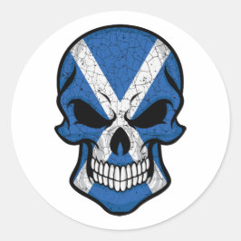 Schottland lächelt Schädelflagge Runder Aufkleber