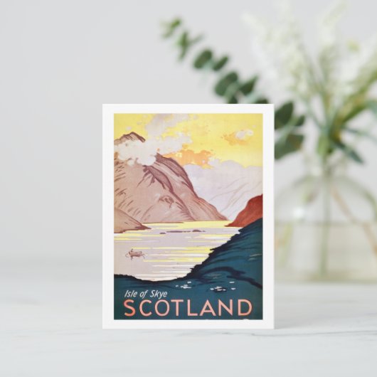 Schottland Landschaft, Vintage Reise Postkarte (Stehend Vorderseite)
