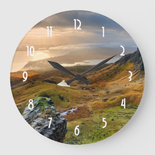 Schottland Landschaftlich Rolling Hills Landschaft Große Wanduhr (Vorderseite)