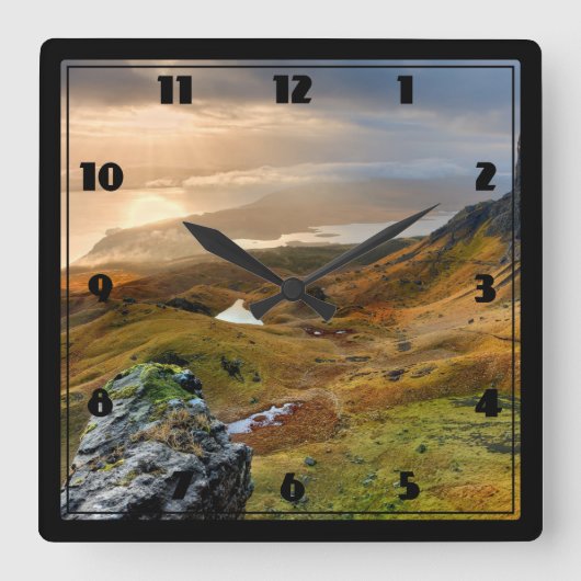 Schottland Landschaftlich Rolling Hills Landschaft Quadratische Wanduhr (Vorderseite)