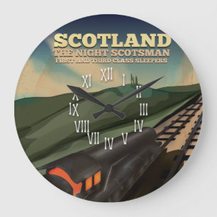 Schottland Locomotive Travel Poster Große Wanduhr
