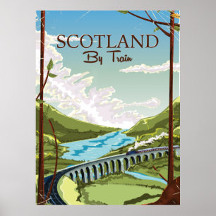 Schottland Mit Zug Lokomotive Reiseplakat Poster