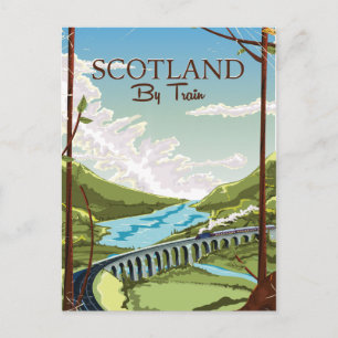 Schottland Mit Zug Lokomotive Reiseplakat Postkarte