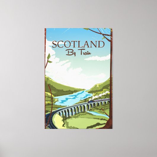 Schottland Mit Zuglokomotive Reiseplakat Leinwanddruck (Vorderseite)