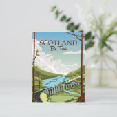 Schottland Mit Zuglokomotive Reiseplakat Postkarte (Stehend Vorderseite)