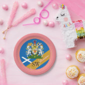 Schottland & Monogram, Scottish Flag / Lady Pink Pappteller (Party)