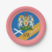 Schottland & Monogram, Scottish Flag / Lady Pink Pappteller (Vorderseite)