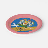 Schottland & Monogram, Scottish Flag / Lady Pink Pappteller (Schrägansicht)