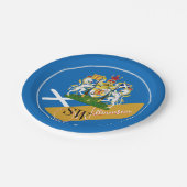 Schottland & Monogramm, schottische Flagge / blau Pappteller (Schrägansicht)