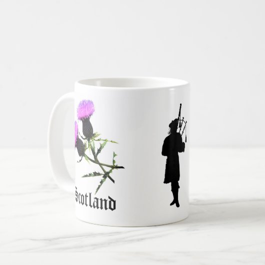 Schottland-Pfeifer, Blumendistel Kaffeetasse (Vorderseite Links)