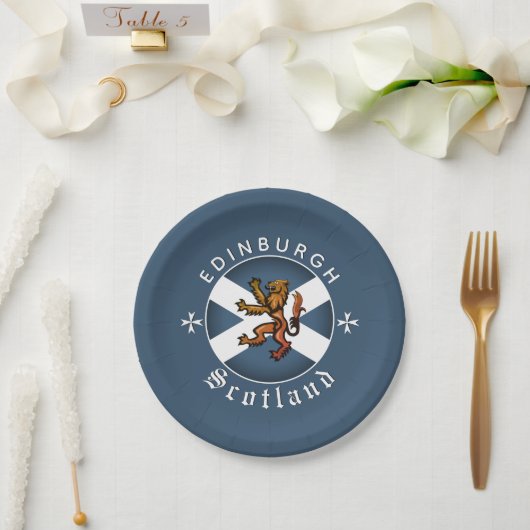 Schottland plate, Rampant, Edinburgh, Schottische Pappteller (Hochzeit)