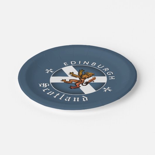 Schottland plate, Rampant, Edinburgh, Schottische Pappteller (Schrägansicht)