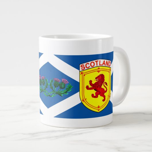 Schottland, Rampant Löwe, alte Flagge, Thistle Jumbo-Tasse (Vorderseite Rechts)