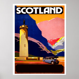 Schottland, Reise mit dem Bus, Vintage-Plakat Poster