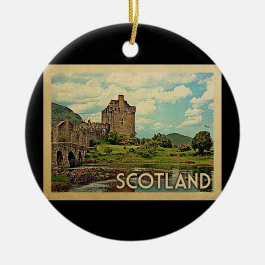 Schottland-Schloss-Vintage Reise Keramik Ornament (Vorne)