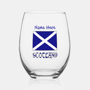 Schottland Schottische Flagge Blau Personalisierun Weinglas Ohne Stiel