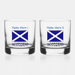 Schottland Schottische Flagge Blau Personalisierun Whiskyglas