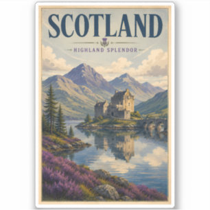 Schottland Schottische Highland-Illustration Reise Aufkleber