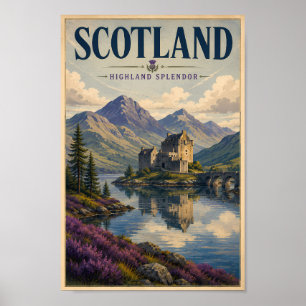 Schottland Schottische Highland-Illustration Reise Poster