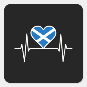 Schottland - Schottland Flag Heartbeat Quadratischer Aufkleber