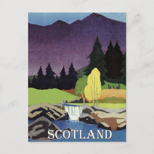 Schottland, See und kleiner Wasserfall Postkarte (Vorderseite)