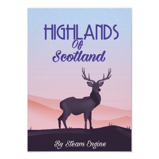 Schottland-Stag-Reiseplakat Fotodruck (Vorne)