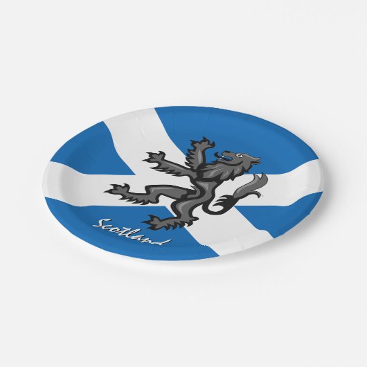 Schottland-Teller, Rampant, Löwe, Schottische Flag Pappteller (Schrägansicht)