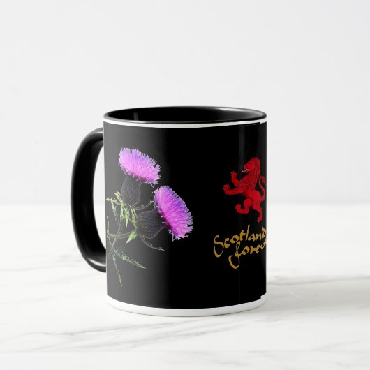 Schottland, Thistle-Blume und neue Flagge Tasse (Vorderseite Links)