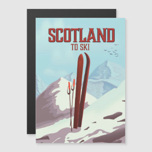Schottland To Ski Vintage Reiseplakat Magnetkarte