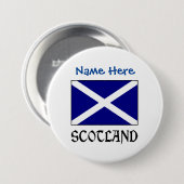 Schottland und Schotte Flaggen Blauer Personalisie Button (Vorne & Hinten)