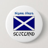 Schottland und Schotte Flaggen Blauer Personalisie Button (Vorderseite)