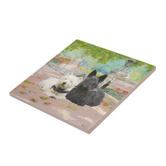 Schottland und Westie im Garten Fliese (Seite)