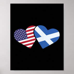 Schottland USA-Flagge T-Shirt Herz schottisch amer Poster