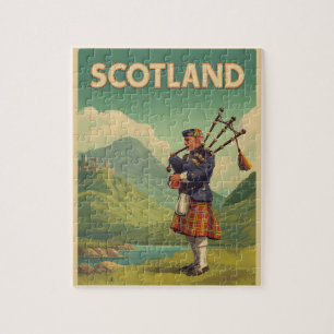 Schottland Vintage-Reise – Highland Dudelsackpfeif Puzzle