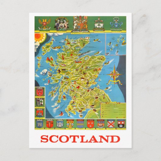 Schottland Vintage Reise Postkarte (Vorderseite)