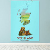 Schottland Vintage Wanderkarte Leinwanddruck (Insitu (Holzboden))