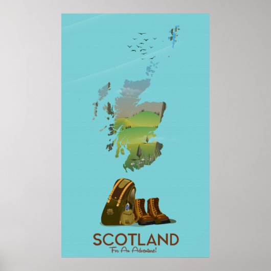 Schottland Vintage Wanderkarte Poster (Vorne)