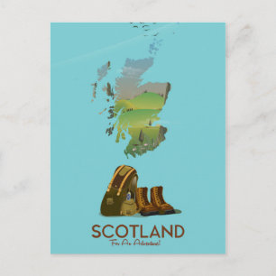 Schottland Vintage-Wanderkarte Poster Postkarte