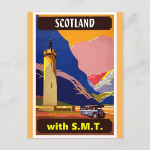 Schottland Vintages SMT-Bus-Reiseplakat Postkarte