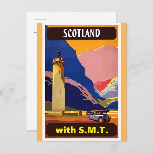 Schottland Vintages SMT-Bus-Reiseplakat Postkarte (Vorne/Hinten)