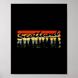 Schottland Wald Sonnenuntergang Bäume Hütte Thema Poster