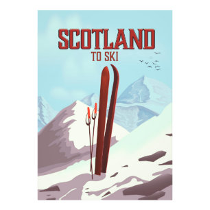Schottland zum Skifahren Vintage-Reiseposter Fotodruck