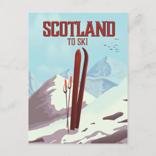 Schottland zum Skifahren Vintage-Reiseposter Postkarte