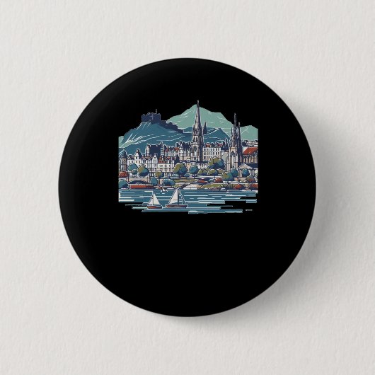 Schottlands Atemberaubende 3D-Sketchinsel Skye Button (Vorderseite)