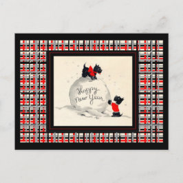 Schottliche Hunde glücklich Neues Jahr Feiertagspostkarte