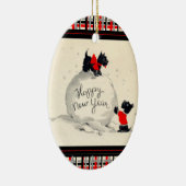 Schottliche Hunde glücklich Neues Jahr Keramik Ornament (Rechts)